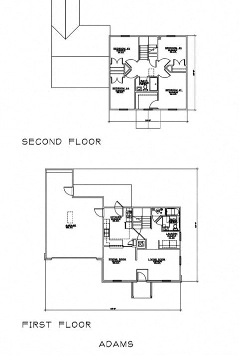 Floor plan for 4 beds, 2 baths, 1438 sqft